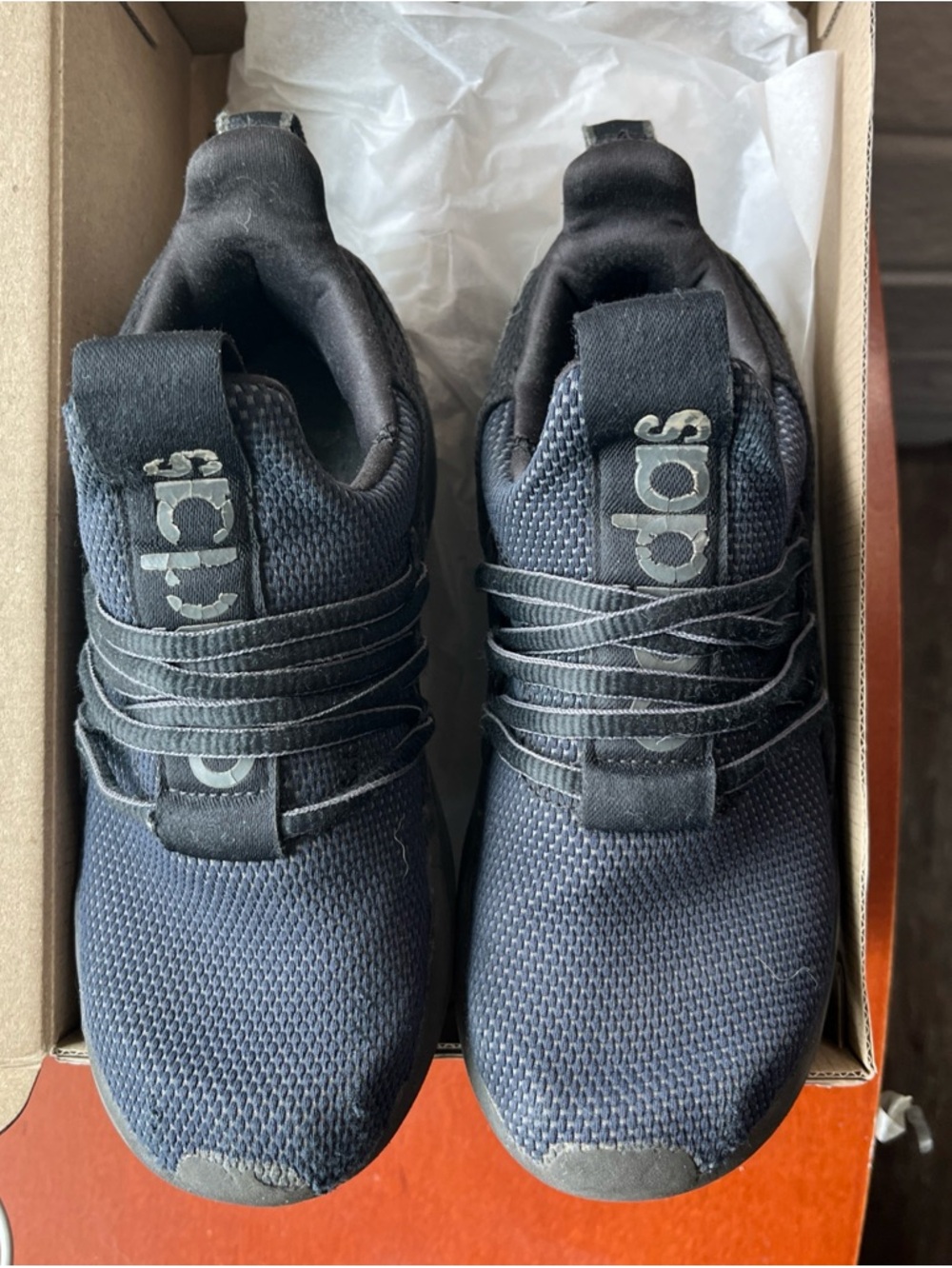 Adidas Lite Racer Adapt 7.0 Shoes Kids Size 2 Black Sneaker